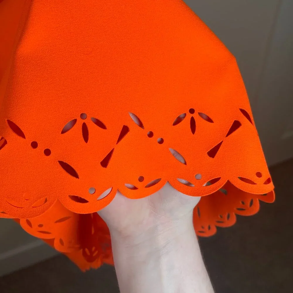 J. Crew Laser Cut Neon Orange Dress - Picture 7 of 14